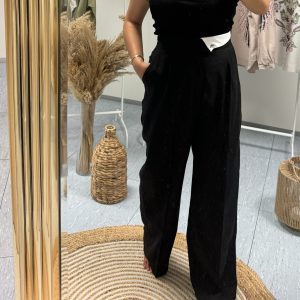 Pantalon noir détails blanc
