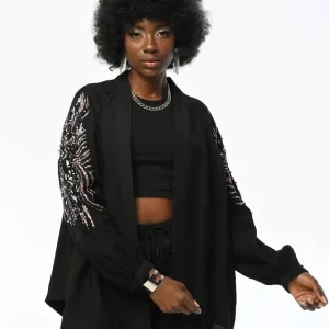 Kimono noir à paillettes